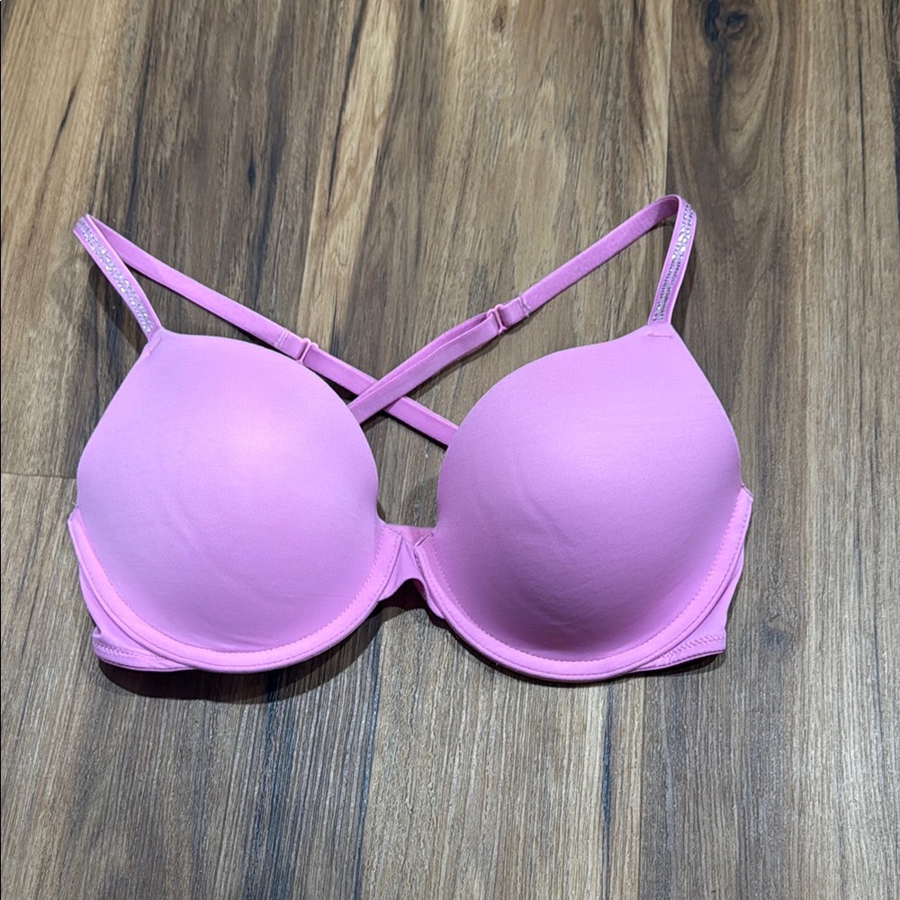 PINK Victoria's Secret Pink T-Shirt Bling Bra with Criss-Cross Detail